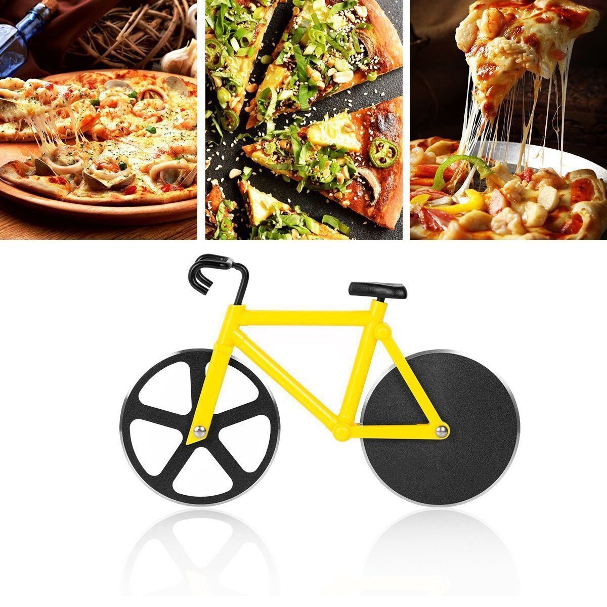 Stainless steel Bicycle shape Unbreakable Handle Pizza cutter | Pastry Cutter | Pizza Slicer with Grip on Handle and Stainless Steel Blade (1 Pc) Stainless steel Bicycle shape Unbreakable Handle Pizza cutter | Pastry Cutter | Pizza Slicer with Grip on Handle and Stainless Steel Blade (1 Pc)